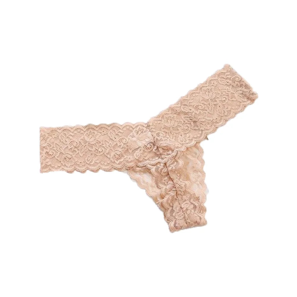 Sweet Low Waist Lace Seamless Panties Thong Bow Underwear for Women Transparent Cotton Crotch Mesh Lace Briefs Lady