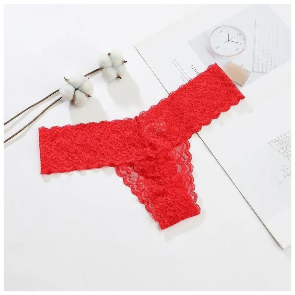 Sweet Low Waist Lace Seamless Panties Thong Bow Underwear for Women Transparent Cotton Crotch Mesh Lace Briefs Lady