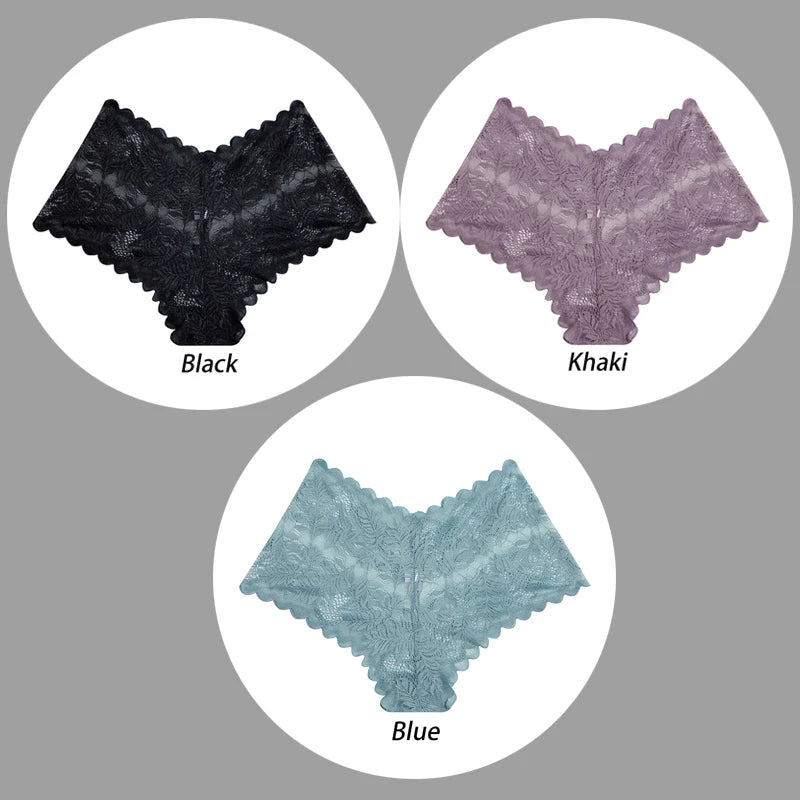 3PCS Underwear Women Sexy Lace Women Panties Seamless Hollow Out Briefs Transparent Female Underwear Breathable Lingerie