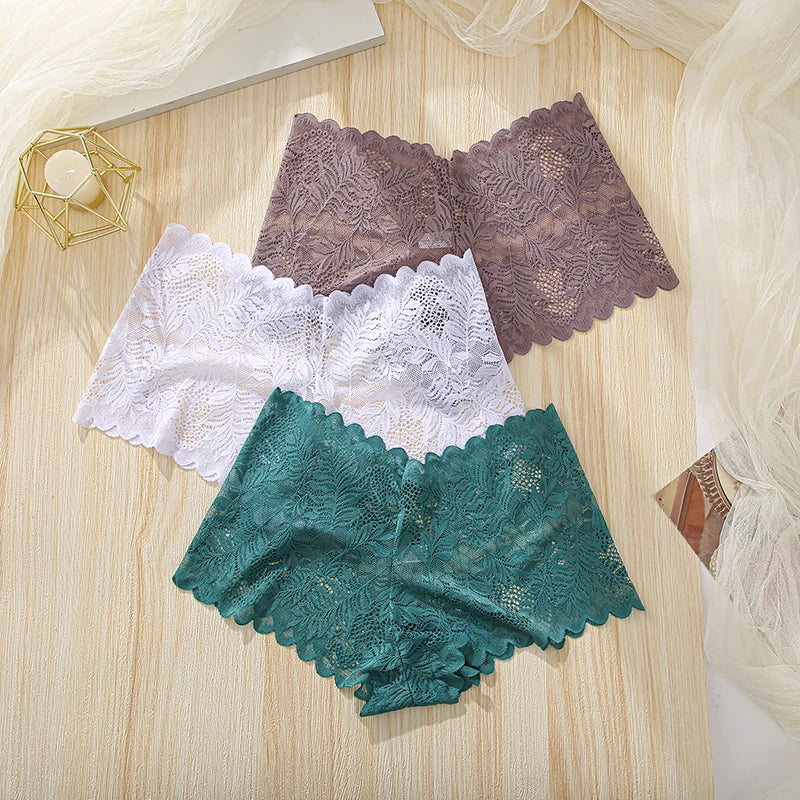 3PCS Underwear Women Sexy Lace Women Panties Seamless Hollow Out Briefs Transparent Female Underwear Breathable Lingerie