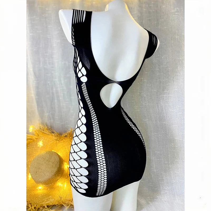 Women Fishnet Cover Up Dress Sexy See Through Hollow Out Elastic Swimwear Beachwear Summer for Music Festival Vacation Party