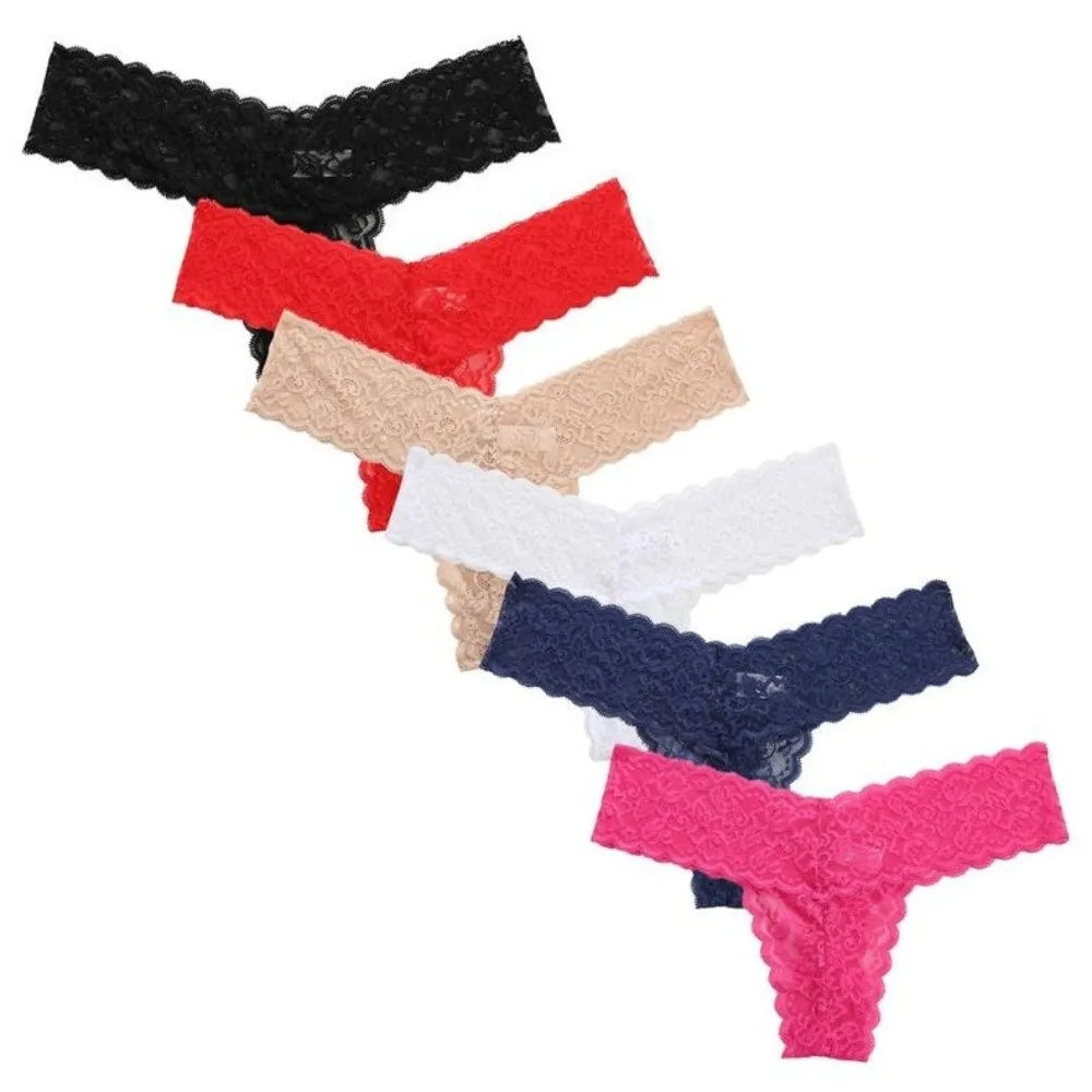 Sweet Low Waist Lace Seamless Panties Thong Bow Underwear for Women Transparent Cotton Crotch Mesh Lace Briefs Lady