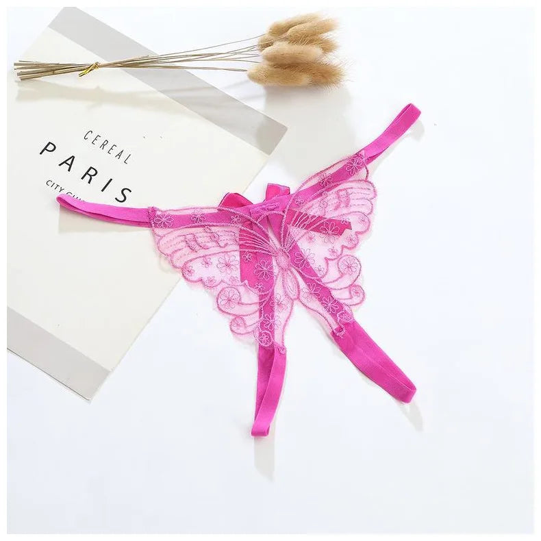 Women Sexy Lingerie Thong Open Panties Crotch Lace T-back Bow Underwear Crotchless Pants Open Back Underpants Briefs