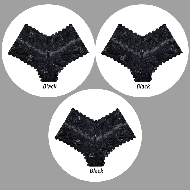 3PCS Underwear Women Sexy Lace Women Panties Seamless Hollow Out Briefs Transparent Female Underwear Breathable Lingerie