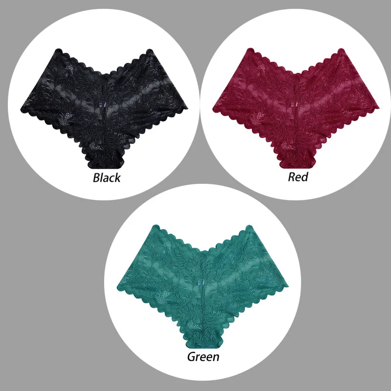 3PCS Underwear Women Sexy Lace Women Panties Seamless Hollow Out Briefs Transparent Female Underwear Breathable Lingerie