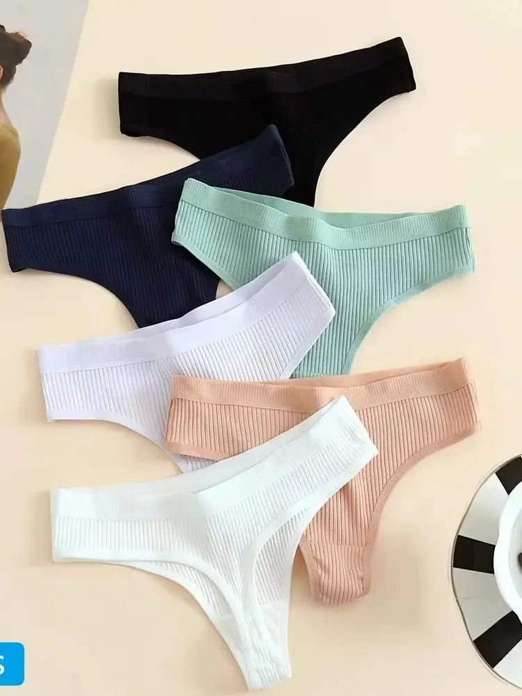 3Pcs/Lot Women's Panties Cotton Underwear Low Waist Briefs Girls Seamless Solid Color Underpant Female Sexy Tanga Thong T Back