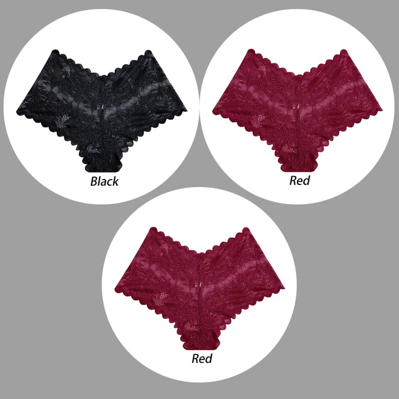 3PCS Underwear Women Sexy Lace Women Panties Seamless Hollow Out Briefs Transparent Female Underwear Breathable Lingerie