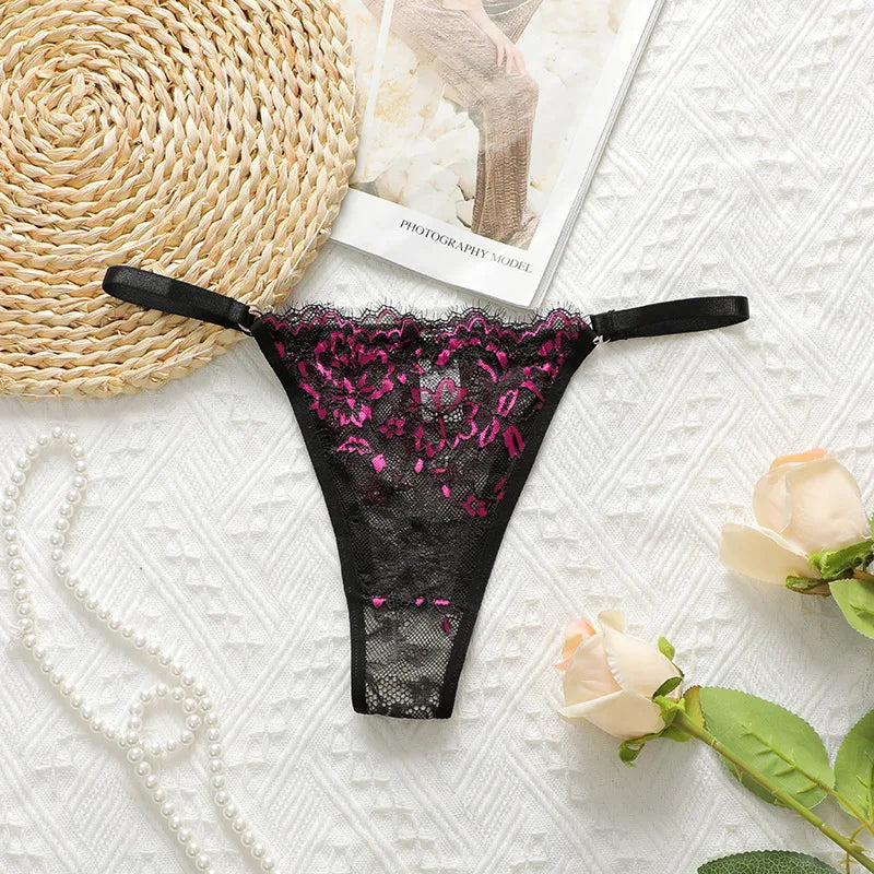 Lace Women Panties Sexy Lingerie Seamless Low Rise Thong Ladies T-Back Thin Summer T-Pants Briefs Femme Comfortable Underwears