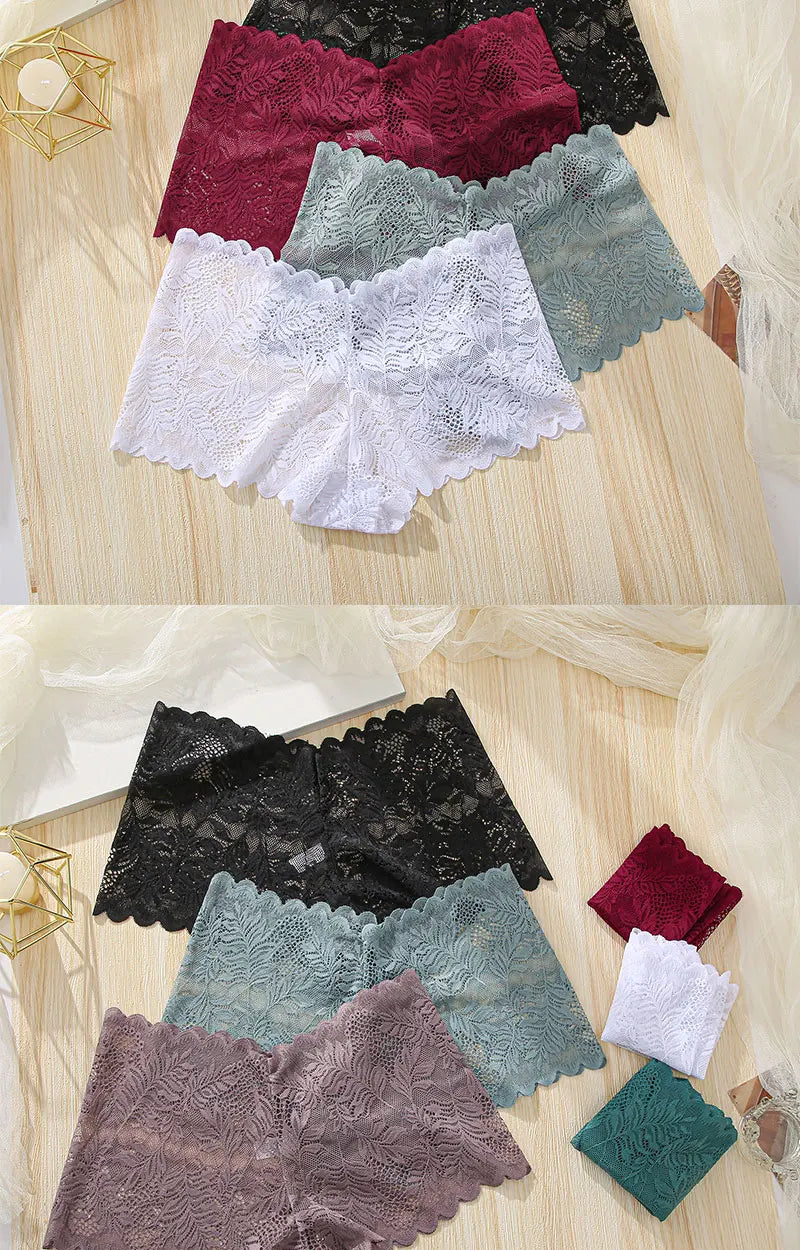 3Pcs Women Panties Sexy Lace Female Underpants Plus Size Underwear Large Size Lightweight Seamless Low Waist Briefs Breathable