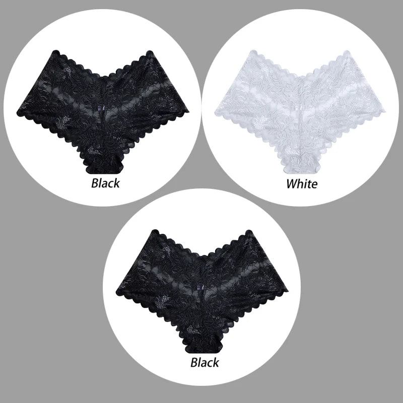 3PCS Underwear Women Sexy Lace Women Panties Seamless Hollow Out Briefs Transparent Female Underwear Breathable Lingerie