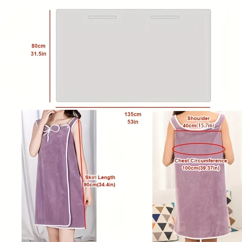 Absorbent Quick Dry Women's Wearable Bath Towel Multi Purpose Cover Up for Beach Spa Gym Daily Use