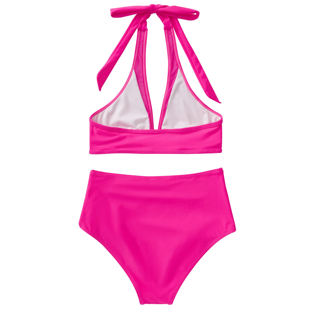 Women High Waist Bikini Set Two Piece Beachwear Summer Beach Vacation Swimwear Swimsuit Push Up Bathing Suits Female
