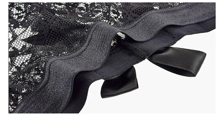 Sexy Transparent Lace Lady thong Solid Color Women's Underwear Buttocks Big Bow Decoration T-back Temptation Mesh Female T-pants