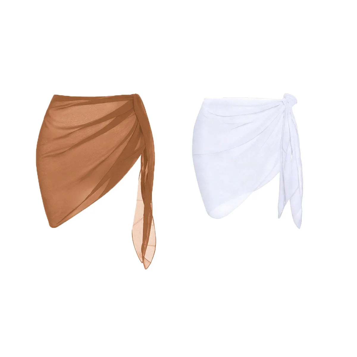 Women Summer Short Sarongs Swimsuit Coverups Beach Bikini Wrap Sheer Short Skirt Chiffon Scarf Cover Ups for Swimwear
