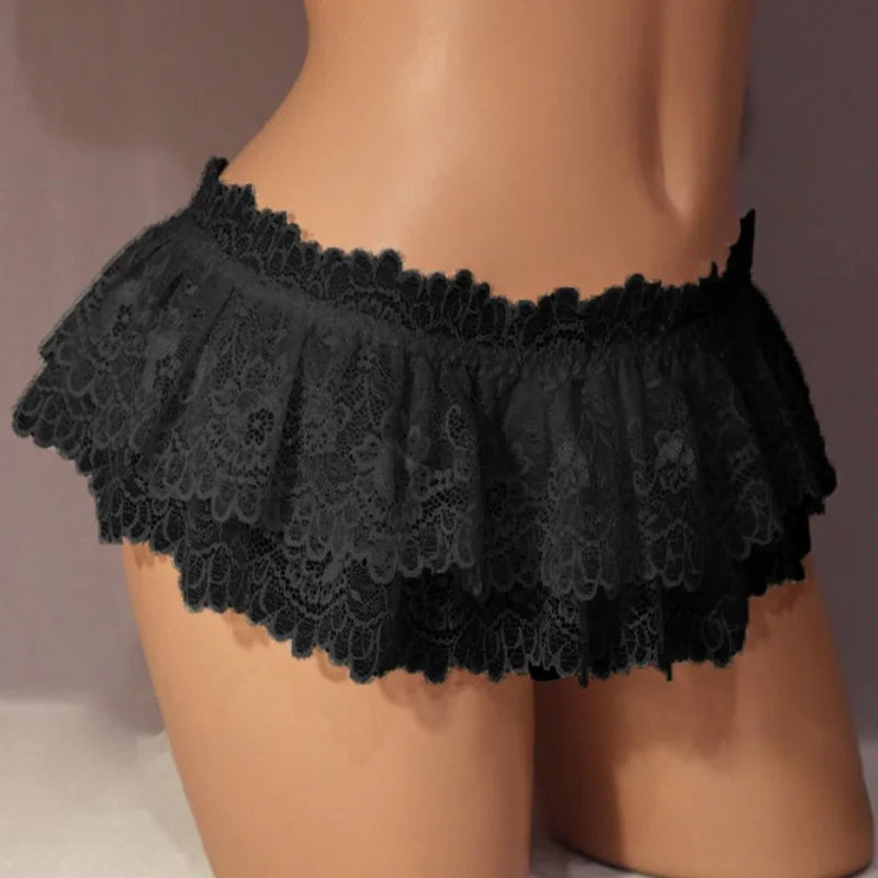 Sexy Underwear Women Erotic G-String Lace See Through Miniskirt Garter Belt Porno Panties Flirting Sex Lingerie Pole Dance Tanga