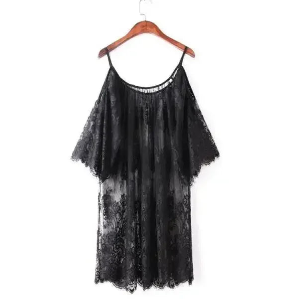 Off Shoulder Lace Beach Cover Up Pareo Playa Coverup Dress Vestido Livre Swimsuit Wear Swimwear White Lace Women Beachwear